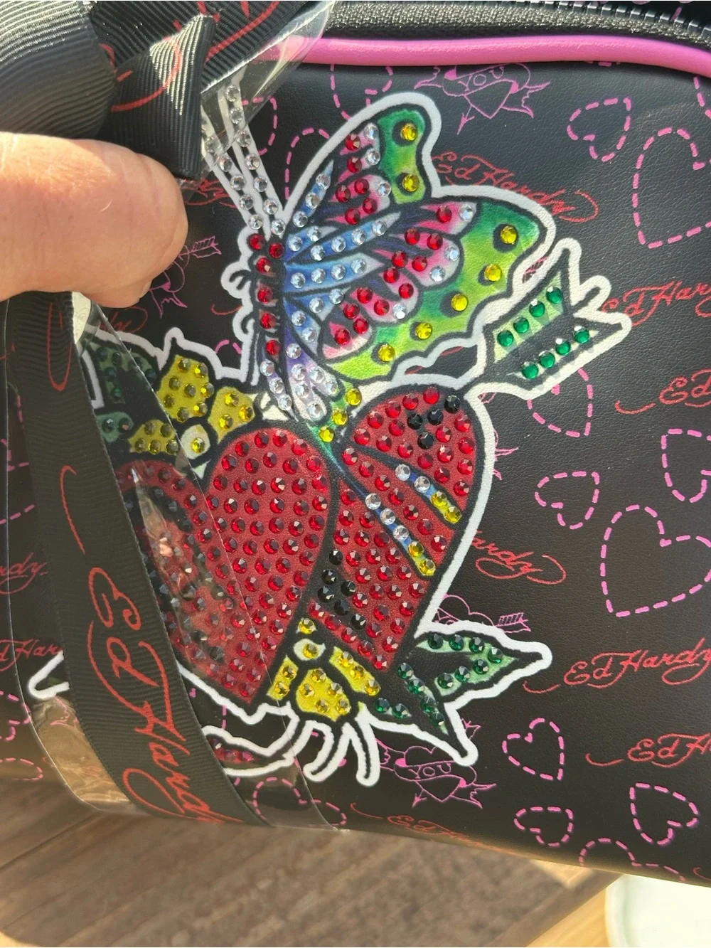 Ed Hardy Tattoo Heart & Butterfly Cosmetic Bag Set